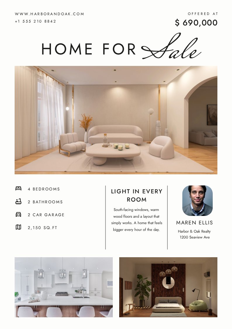 On-brand piece — home at $690,000