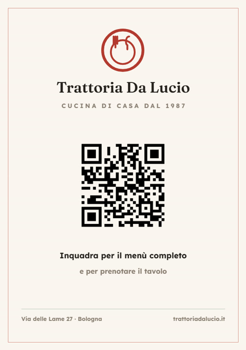 Printable table menu with QR code